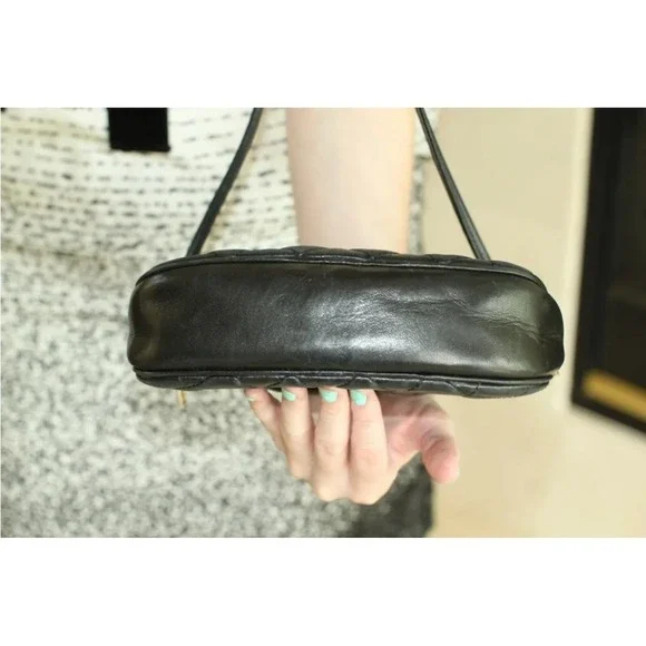 Vintage Judith Leiber Fabulous Small Classic Black Quilted Leather Crossbody Bag